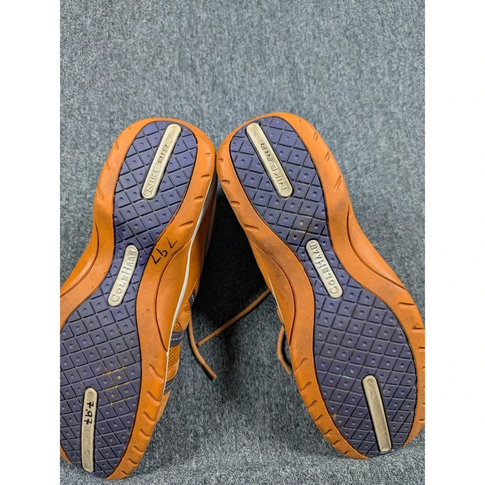 Cole Haan Nike Air Women's 7B Orange Blue Leather Mesh Sneakers Athletic Shoes